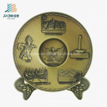 Best Sell Zinc Alloy Casting 3D Matt Gold Metal Tray for Souvenir